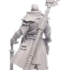 Миниатюра Old Man Gregor, вид сзади — 3D печать смолой, складки плаща, меч и посох за спиной.