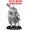 Рендер миниатюры Old Man Gregor — 3D печать смолой, ветеран-инквизитор, высота 44 мм, 9 деталей.