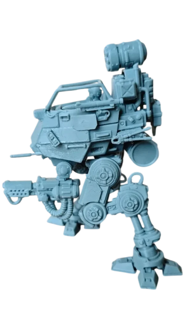Незакрашенный шагоход DESERT HAWKS — 3D печать из серой смолы, Sci-Fi и киберпанк, вид сбоку.